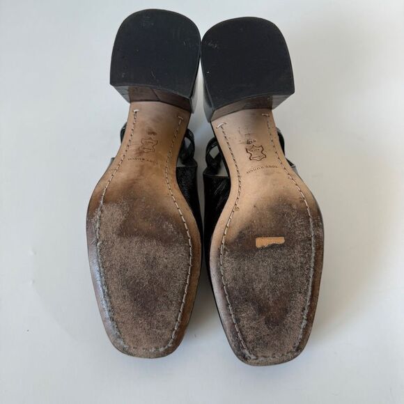 Tory Burch Women’s Georgia Bombé Square Toe Leather Black Slingback Pump Size 6 - Picture 8 of 8